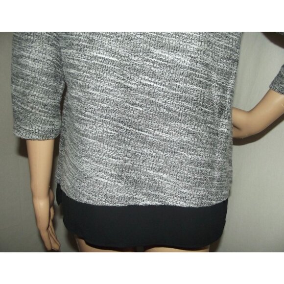 Talbots Sweater Womens Size SP Black White Woven Knit pockets shirttail tunic PS - Picture 12 of 14